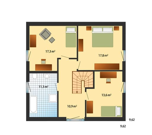 Fertighaus Adelby von Danhaus Schlüsselfertig ab 285205€, Satteldach-Klassiker Grundriss 2