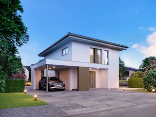 Fertighaus ELK Now 129 - Walmdach von ELK Fertighaus, Stadtvilla Außenansicht 1