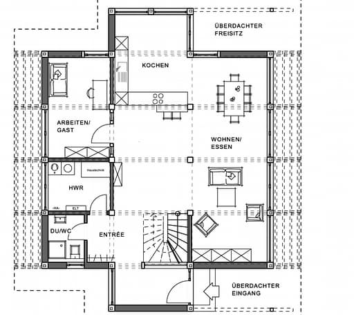 Fertighaus Ästhetik - Mannheim von Meisterstück-HAUS, Fachwerk Grundriss 2