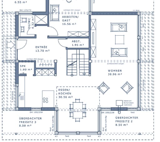 Fertighaus Ästhetik von Meisterstück-HAUS, Fachwerk Grundriss 2