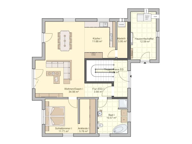 Fertighaus Junto 193 von Fingerhut Haus Schlüsselfertig ab 612957€, Satteldach-Klassiker Grundriss 1