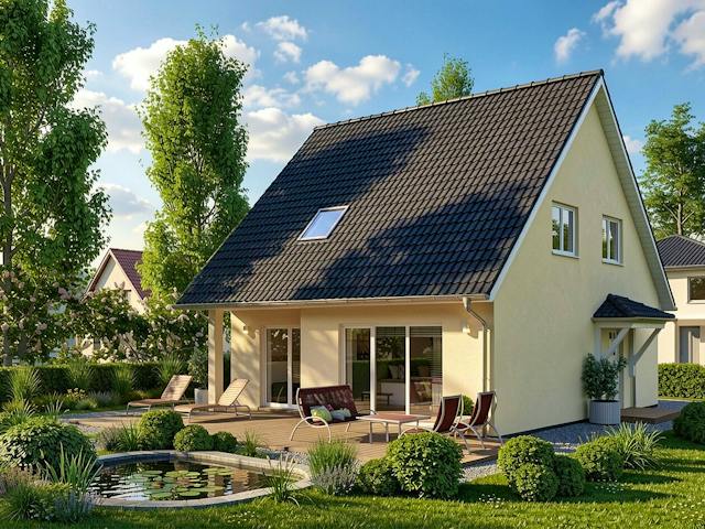 Massivhaus Rerik von TIMOWA Massivhäuser Schlüsselfertig ab 312900€, Satteldach-Klassiker Außenansicht 1