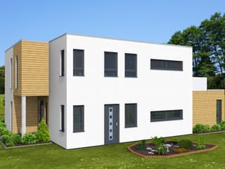 Fertighaus Architektenhaus 151 von Zimmermann Haus Schlüsselfertig ab 298980€, Cubushaus Außenansicht 3