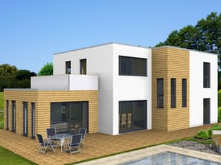 Fertighaus Architektenhaus 151 von Zimmermann Haus Schlüsselfertig ab 298980€, Cubushaus Außenansicht 5