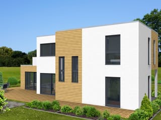 Fertighaus Architektenhaus 151 von Zimmermann Haus Schlüsselfertig ab 298980€, Cubushaus Außenansicht 7