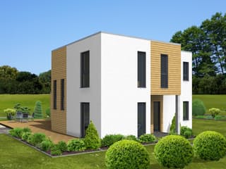 Fertighaus Architektenhaus 151 von Zimmermann Haus Schlüsselfertig ab 298980€, Cubushaus Außenansicht 4