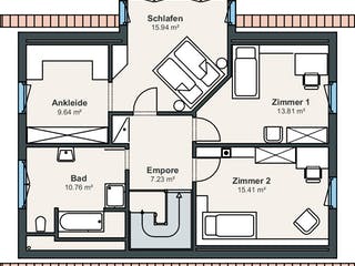 Fertighaus Ausstellungshaus Regensburg von WeberHaus Schlüsselfertig ab 366000€, Satteldach-Klassiker Grundriss 2