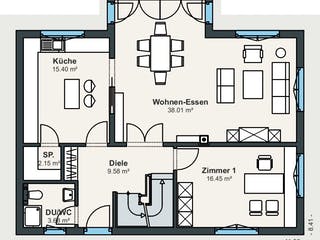 Fertighaus Ausstellungshaus Regensburg von WeberHaus Schlüsselfertig ab 366000€, Satteldach-Klassiker Grundriss 1