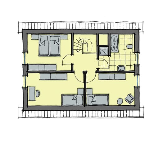 Fertighaus Akazienallee von GUSSEK HAUS Schlüsselfertig ab 274100€, Satteldach-Klassiker Grundriss 2