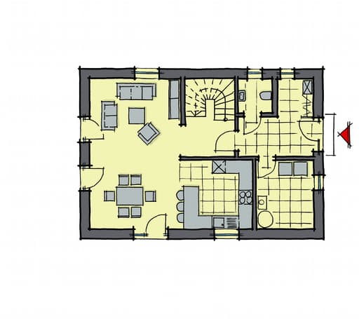 Fertighaus Akazienallee von GUSSEK HAUS Schlüsselfertig ab 274100€, Satteldach-Klassiker Grundriss 1