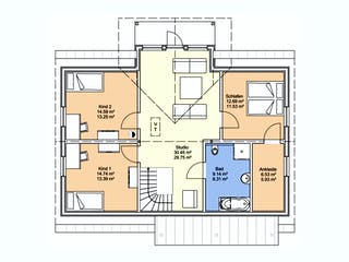 Fertighaus Adel von AKOST Holzhäuser, Satteldach-Klassiker Grundriss 2