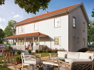 Fertighaus Baron von AKOST Holzhäuser, Satteldach-Klassiker Außenansicht 2