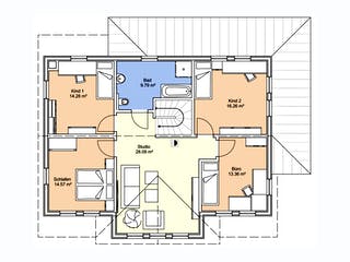 Fertighaus Baron von AKOST Holzhäuser, Satteldach-Klassiker Grundriss 2