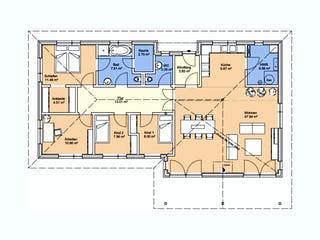 Fertighaus Nordfjord von AKOST HolzhÀuser, Bungalow Grundriss 1