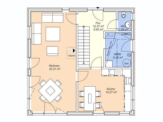 Fertighaus Ranafjord von AKOST Holzhäuser, Satteldach-Klassiker Grundriss 1