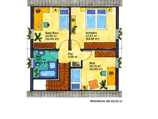 Fertighaus Aktiv 113 von Keitel-Haus, Satteldach-Klassiker Grundriss 1