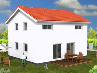 Fertighaus Albertino 128 A von Albert Haus Schlüsselfertig ab 196168€, Satteldach-Klassiker Außenansicht 2