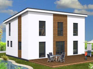 Fertighaus Albertino 129 A von Albert Haus Schlüsselfertig ab 194600€, Pultdachhaus Außenansicht 1