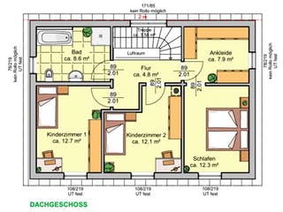 Fertighaus Albertino 129 A von Albert Haus Schlüsselfertig ab 194600€, Pultdachhaus Grundriss 2