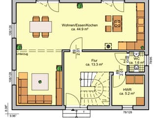 Fertighaus Albertino 131 A von Albert Haus Schlüsselfertig ab 203652€, Stadtvilla Grundriss 1