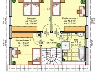 Fertighaus Albertino 133 A von Albert Haus Schlüsselfertig ab 188154€, Satteldach-Klassiker Grundriss 2