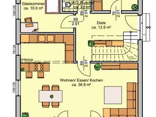 Fertighaus Albertino 139 A von Albert Haus Schlüsselfertig ab 196900€, Satteldach-Klassiker Grundriss 1