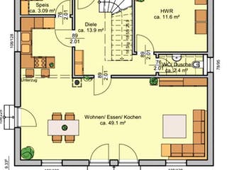 Fertighaus Albertino 154 C von Albert Haus Schlüsselfertig ab 211575€, Satteldach-Klassiker Grundriss 1