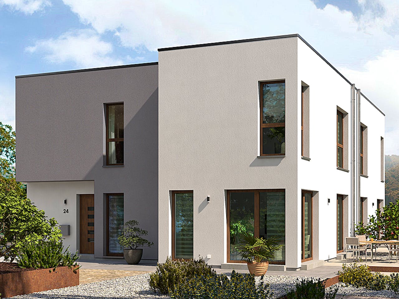 Fertighaus Double 8 von allkauf haus, Cubushaus Außenansicht 1