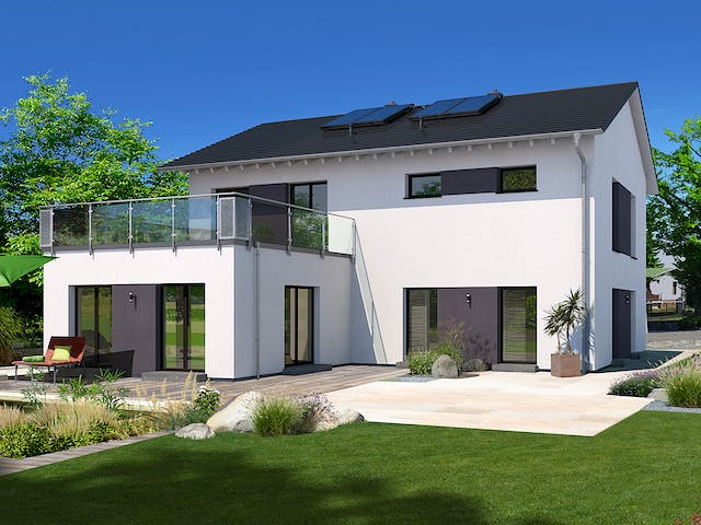 Fertighaus Generation 1 V2 von allkauf haus, Satteldach-Klassiker Außenansicht 1