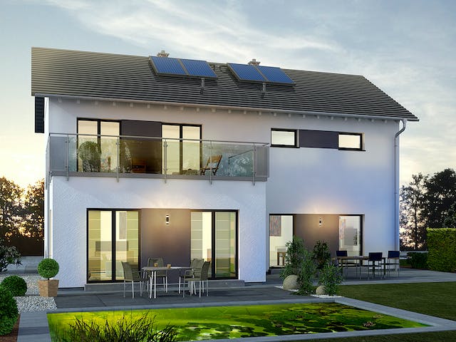 Fertighaus Generation 1 V2 von allkauf haus, Satteldach-Klassiker Außenansicht 3