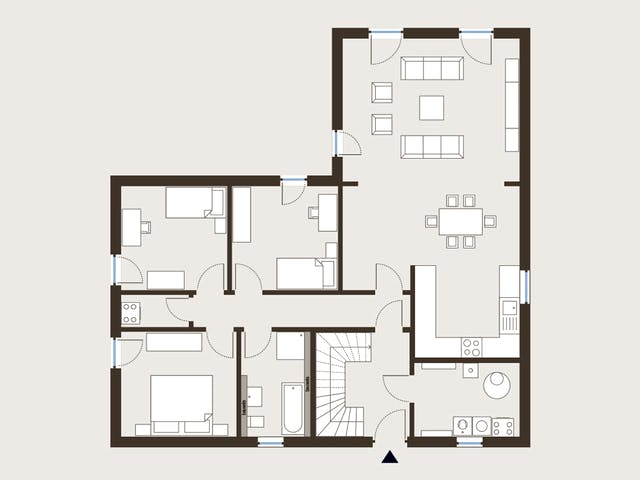 Fertighaus Generation 1 V2 von allkauf haus, Satteldach-Klassiker Grundriss 1