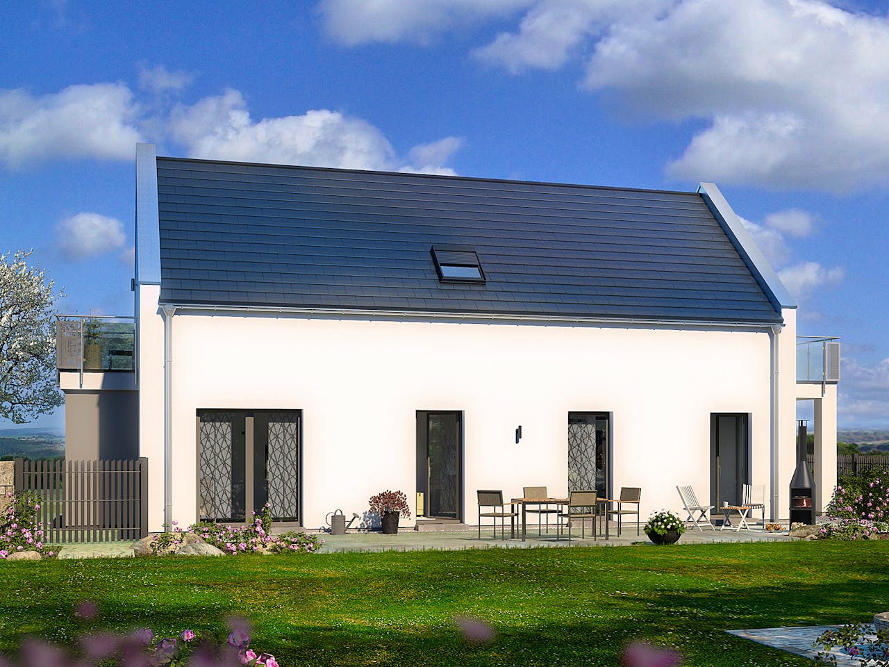 Fertighaus Generation 2 von allkauf haus, Satteldach-Klassiker Außenansicht 1