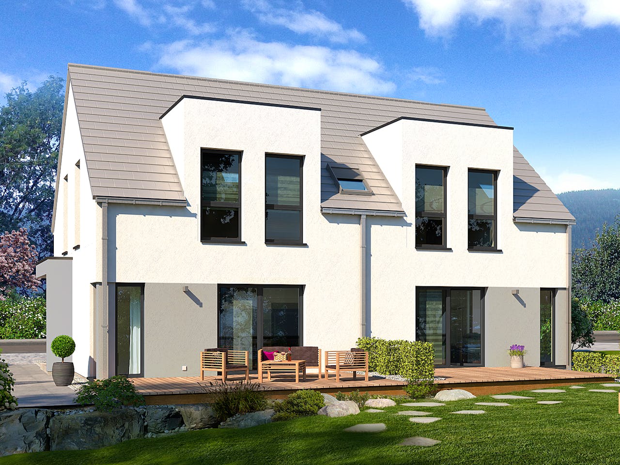 Fertighaus Generation 3 von allkauf haus, Satteldach-Klassiker Außenansicht 1