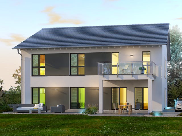 Fertighaus Generation 5 V2 von allkauf haus, Satteldach-Klassiker Außenansicht 2