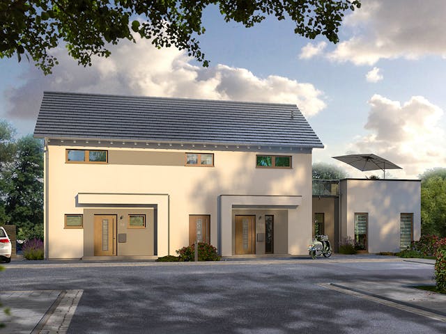 Fertighaus Generation 5 V2 von allkauf haus, Satteldach-Klassiker Außenansicht 3