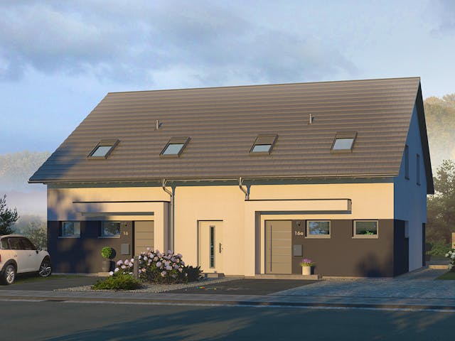 Fertighaus Generation 7 von allkauf haus, Satteldach-Klassiker Außenansicht 2