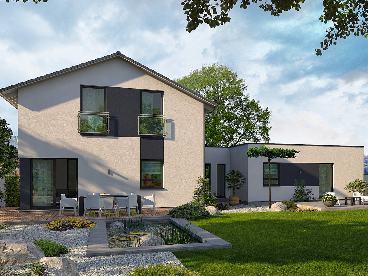 Fertighaus Generation 8 von allkauf haus, Satteldach-Klassiker Außenansicht 1