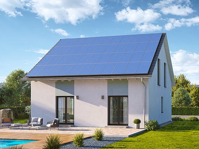 Fertighaus Home 11 von allkauf haus, Satteldach-Klassiker Außenansicht 2