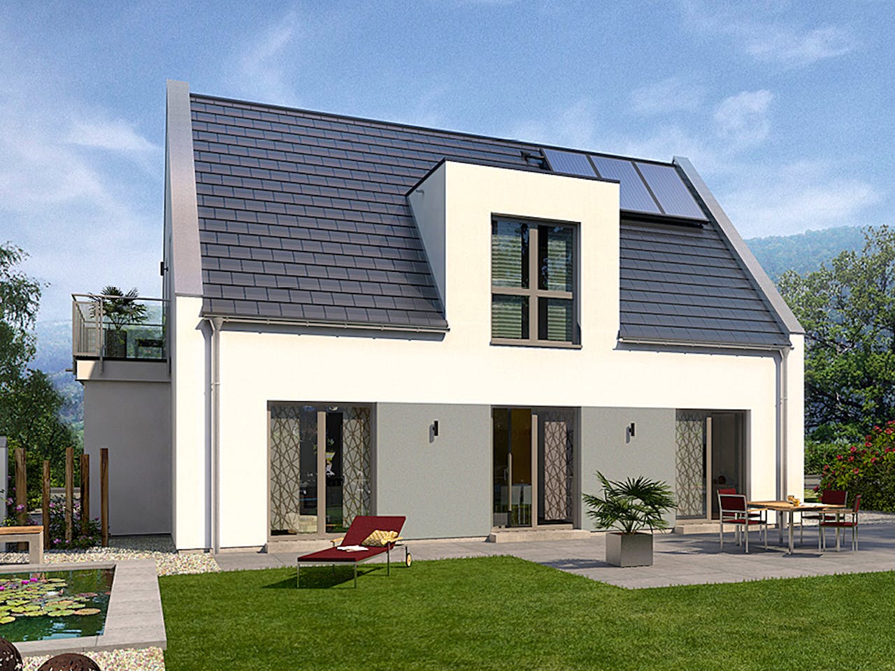 Fertighaus Home 13 von allkauf haus, Satteldach-Klassiker Außenansicht 1