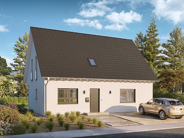 Fertighaus Home 13 von allkauf haus, Satteldach-Klassiker Außenansicht 3