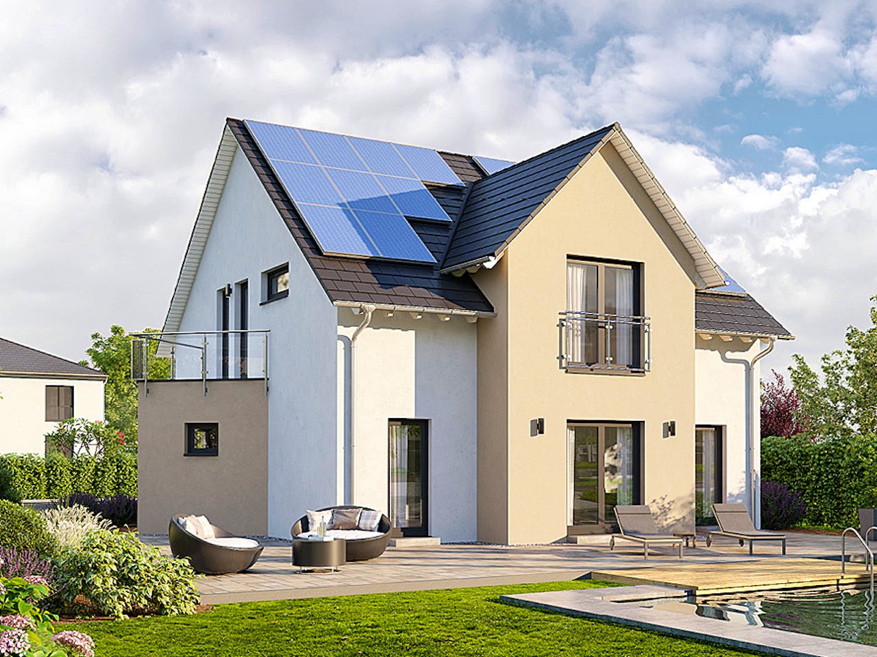 Fertighaus Home 15 von allkauf haus, Satteldach-Klassiker Außenansicht 1