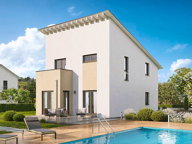 Fertighaus Home 3 von allkauf haus, Satteldach-Klassiker Außenansicht 4