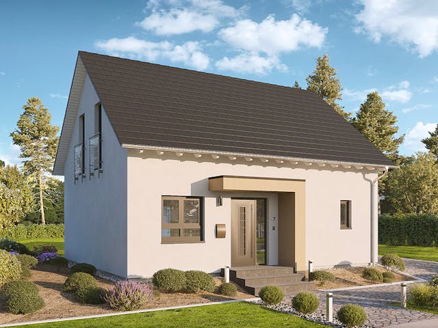 Fertighaus Home 4 von allkauf haus, Satteldach-Klassiker Außenansicht 2