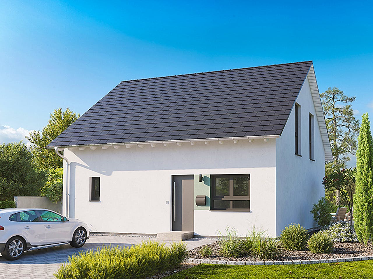 Fertighaus Home 8 von allkauf haus, Satteldach-Klassiker Außenansicht 1