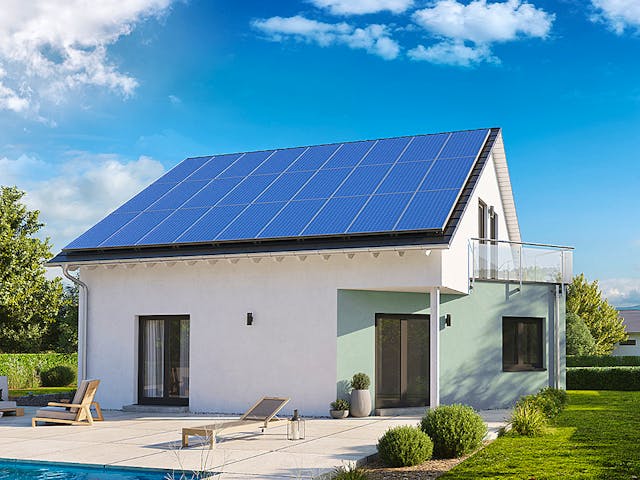 Fertighaus Home 8 von allkauf haus, Satteldach-Klassiker Außenansicht 2