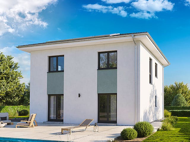 Fertighaus Home 8 von allkauf haus, Satteldach-Klassiker Außenansicht 3