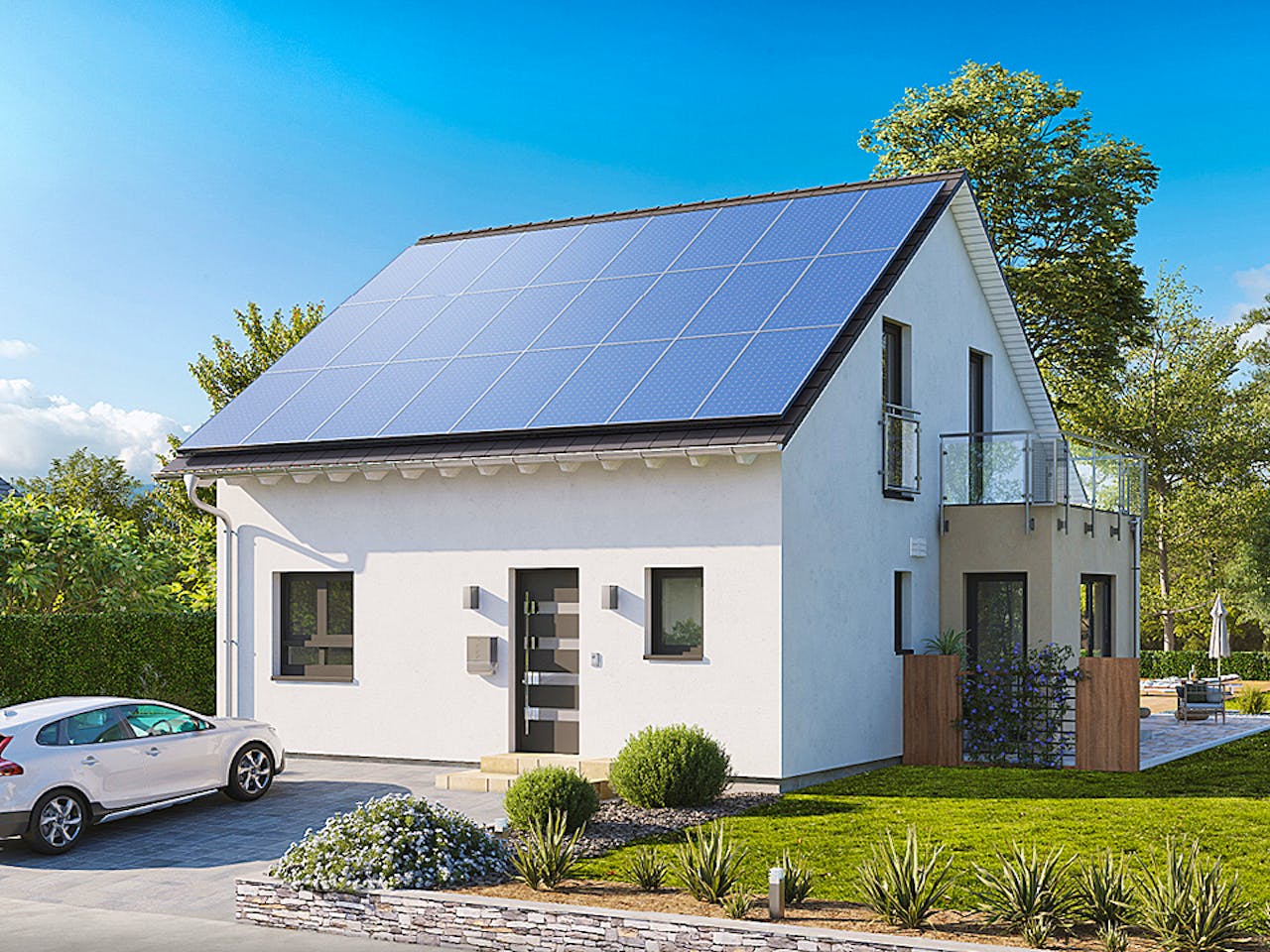 Fertighaus Home 2 von allkauf haus, Satteldach-Klassiker Außenansicht 1