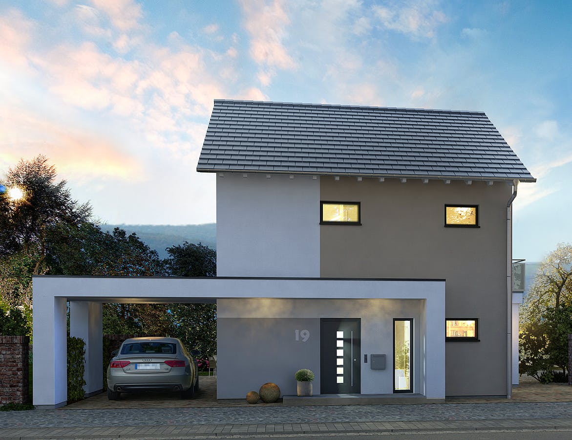 Einzel Carport Am Haus Aus Stahl Holz Metall Modern Stahlzart