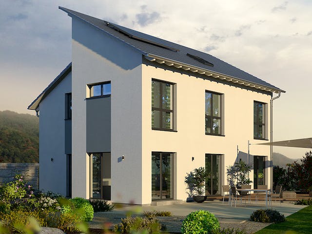 Fertighaus Trendline S4 von allkauf haus, Pultdachhaus Außenansicht 1