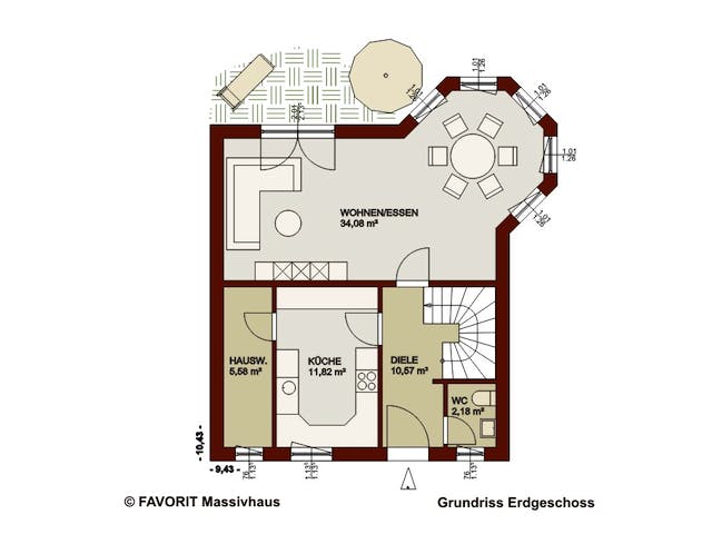 Massivhaus Alpenland 132 von FAVORIT Massivhaus Schlüsselfertig ab 325030€, Satteldach-Klassiker Grundriss 1